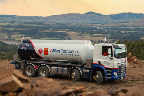 Allied Petroleum fuel tanker delivering fuel to a forestry site