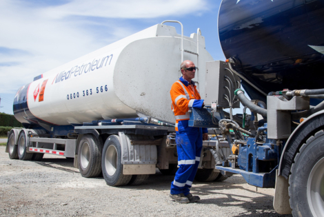 Allied Petroleum driver delivering bulk fuel