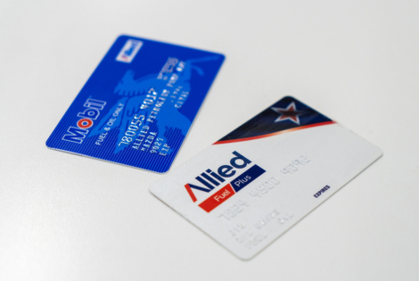Image of Mobil and Allied fuel cards side by side