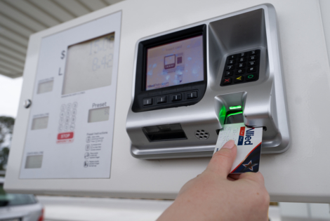 Allied fuel card being inserted into machine